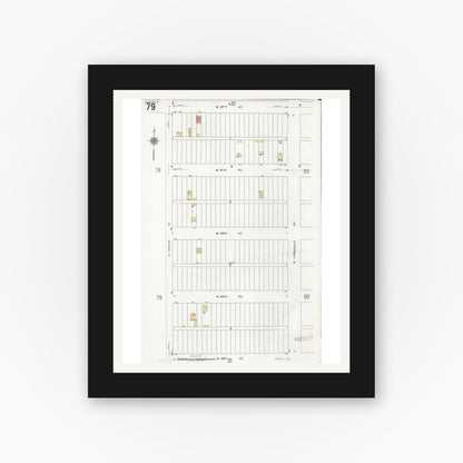 Old map wall art mockup — black gallery frame with white mat — Sanborn Fire Insurance Map from Chicago, Cook County, Illinois (1920), Sheet #0079