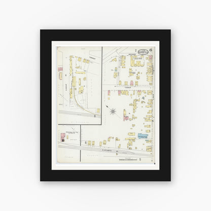 Old map wall art mockup — black gallery frame with white mat — Sanborn Fire Insurance Map from Haddonfield, Camden County, New Jersey (1897), Sheet #0006