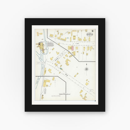 Old map wall art mockup — black gallery frame with white mat — Sanborn Fire Insurance Map from Broadalbin, Fulton County, New York (1900), Sheet #0002