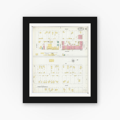 Old map wall art mockup — black gallery frame with white mat — Sanborn Fire Insurance Map from Assumption, Christian County, Illinois (1899), Sheet #0004