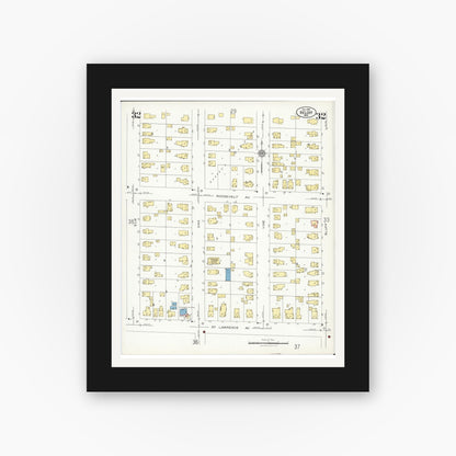Old map wall art mockup — black gallery frame with white mat — Sanborn Fire Insurance Map from Beloit, Rock County, Wisconsin (1926), Sheet #0032