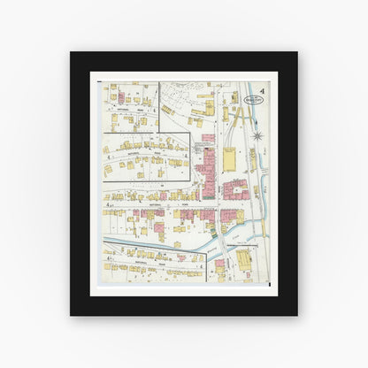 Old map wall art mockup — black gallery frame with white mat — Sanborn Fire Insurance Map from Bridgeport, Belmont County, Ohio (1903), Sheet #0004