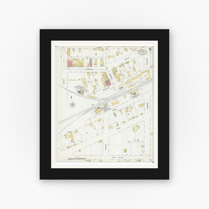 Old map wall art mockup — black gallery frame with white mat — Sanborn Fire Insurance Map from Tolono, Champaign County, Illinois (1898), Sheet #0002