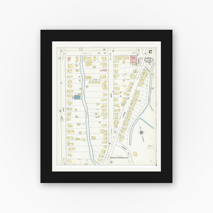 Old map wall art mockup — black gallery frame with white mat — Sanborn Fire Insurance Map from Ilion, Herkimer County, New York (1912), Sheet #0017