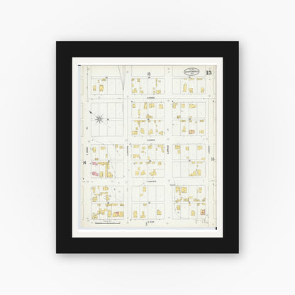 Old map wall art mockup — black gallery frame with white mat — Sanborn Fire Insurance Map from Chippewa Falls, Chippewa County, Wisconsin (1903), Sheet #0015