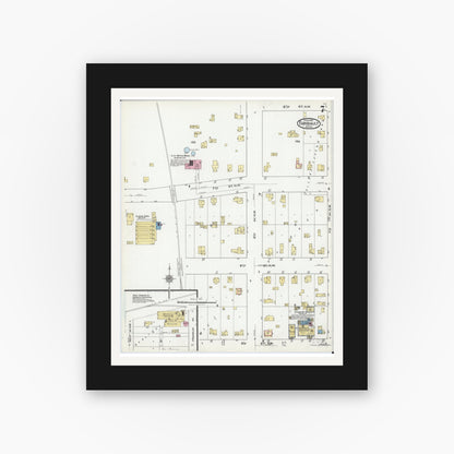 Old map wall art mockup — black gallery frame with white mat — Sanborn Fire Insurance Map from Faribault, Rice County, Minnesota (1921), Sheet #0007