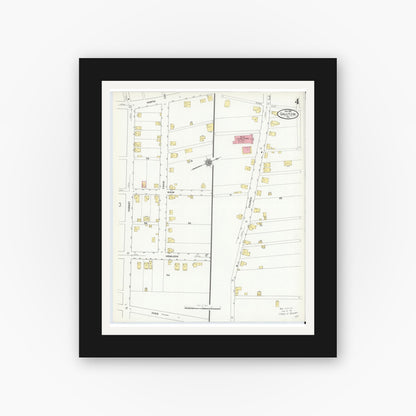 Old map wall art mockup — black gallery frame with white mat — Sanborn Fire Insurance Map from Gallitzin, Cambria County, Pennsylvania (1910), Sheet #0004