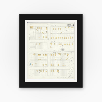 Old map wall art mockup — black gallery frame with white mat — Sanborn Fire Insurance Map from Proctor, Saint Louis County, Minnesota (1908), Sheet #0004