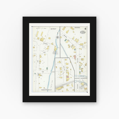 Old map wall art mockup — black gallery frame with white mat — Sanborn Fire Insurance Map from Columbus, Columbia and Dodge County, Wisconsin (1904), Sheet #0006