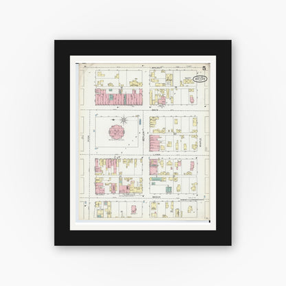 Old map wall art mockup — black gallery frame with white mat — Sanborn Fire Insurance Map from Bryan, Williams County, Ohio (1893), Sheet #0005