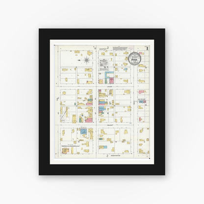 Old map wall art mockup — black gallery frame with white mat — Sanborn Fire Insurance Map from Byron, Ogle County, Illinois (1904) - Complete Map Set