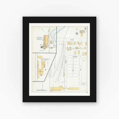 Old map wall art mockup — black gallery frame with white mat — Sanborn Fire Insurance Map from Wilcox, Elk County, Pennsylvania (1900), Sheet #0003