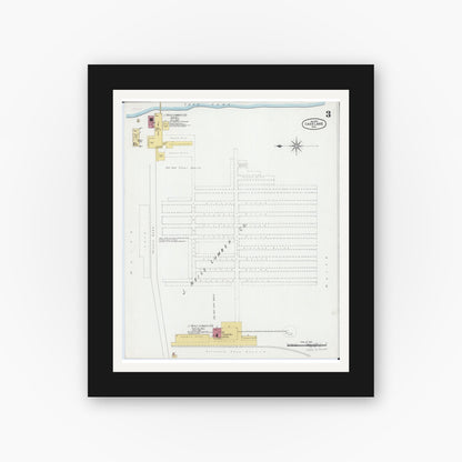Old map wall art mockup — black gallery frame with white mat — Sanborn Fire Insurance Map from Cass Lake, Cass County, Minnesota (1900), Sheet #0003