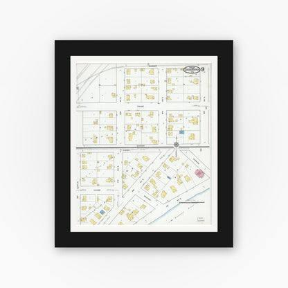 Old map wall art mockup — black gallery frame with white mat — Sanborn Fire Insurance Map from Grand Rapids, Wood County, Wisconsin (1919), Sheet #0009