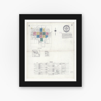 Old map wall art mockup — black gallery frame with white mat — Sanborn Fire Insurance Map from Cameron, Clinton County, Missouri (1925) - Complete Map Set