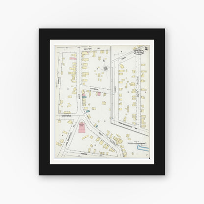 Old map wall art mockup — black gallery frame with white mat — Sanborn Fire Insurance Map from Rahway, Union County, New Jersey (1891) - Complete Map Set