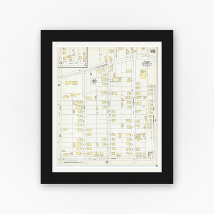 Old map wall art mockup — black gallery frame with white mat — Sanborn Fire Insurance Map from Everett, Middlesex County, Massachusetts (1903), Sheet #0025