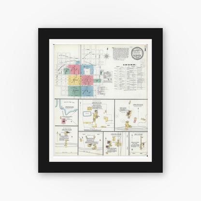 Old map wall art mockup — black gallery frame with white mat — Sanborn Fire Insurance Map from Du Quoin, Perry County, Illinois (1900) - Complete Map Set