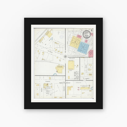 Old map wall art mockup — black gallery frame with white mat — Sanborn Fire Insurance Map from Neoga, Cumberland County, Illinois (1898) - Complete Map Set