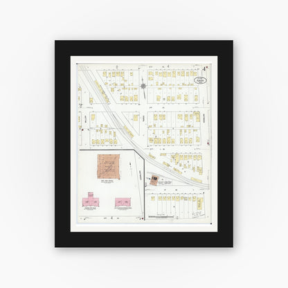 Old map wall art mockup — black gallery frame with white mat — Sanborn Fire Insurance Map from Aurora, Saint Louis County, Minnesota (1921), Sheet #0004
