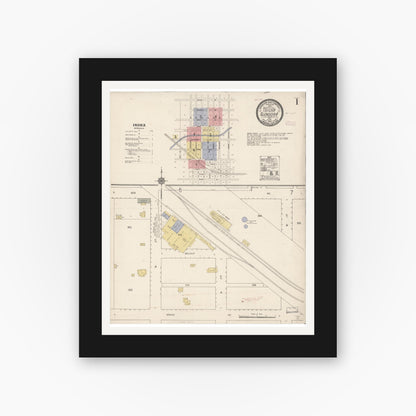 Old map wall art mockup — black gallery frame with white mat — Sanborn Fire Insurance Map from Glendora, Los Angeles County, California (1910) - Complete Map Set