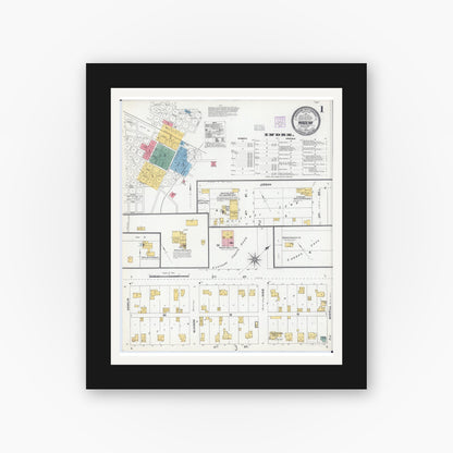 Old map wall art mockup — black gallery frame with white mat — Sanborn Fire Insurance Map from Wadena, Wadena County, Minnesota (1904) - Complete Map Set