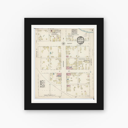 Old map wall art mockup — black gallery frame with white mat — Sanborn Fire Insurance Map from Port Clinton, Ottawa County, Ohio (1884) - Complete Map Set