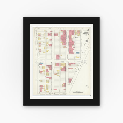 Old map wall art mockup — black gallery frame with white mat — Sanborn Fire Insurance Map from Ambridge, Beaver County, Pennsylvania (1917), Sheet #0004