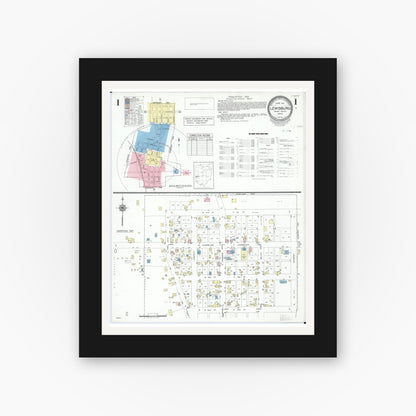 Old map wall art mockup — black gallery frame with white mat — Sanborn Fire Insurance Map from Lewisburg, Preble County, Ohio (1951) - Complete Map Set