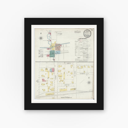 Old map wall art mockup — black gallery frame with white mat — Sanborn Fire Insurance Map from Middleport, Niagara County, New York (1894) - Complete Map Set