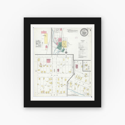 Old map wall art mockup — black gallery frame with white mat — Sanborn Fire Insurance Map from Jordan, Scott County, Minnesota (1911) - Complete Map Set