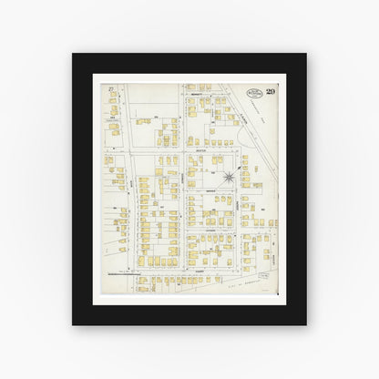 Old map wall art mockup — black gallery frame with white mat — Sanborn Fire Insurance Map from Medford, Middlesex County, Massachusetts (1903), Sheet #0029