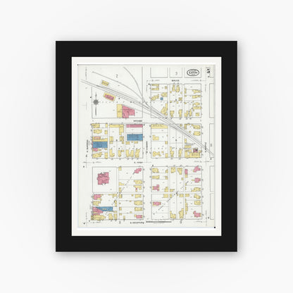 Old map wall art mockup — black gallery frame with white mat — Sanborn Fire Insurance Map from Eaton, Preble County, Ohio (1921), Sheet #0005