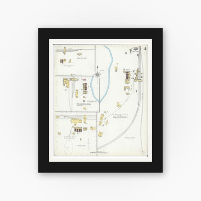 Old map wall art mockup — black gallery frame with white mat — Sanborn Fire Insurance Map from Herrin, Williamson County, Illinois (1905), Sheet #0004