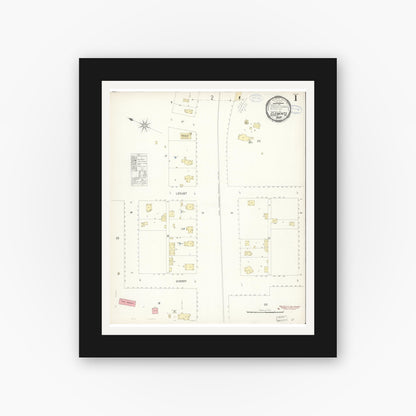 Old map wall art mockup — black gallery frame with white mat — Sanborn Fire Insurance Map from Clements, San Joaquin County, California (1898) - Complete Map Set