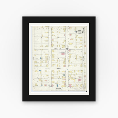 Old map wall art mockup — black gallery frame with white mat — Sanborn Fire Insurance Map from New Carlisle, Clarke County, Ohio (1916), Sheet #0003