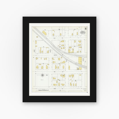 Old map wall art mockup — black gallery frame with white mat — Sanborn Fire Insurance Map from Sanford, Seminole County, Florida (1901), Sheet #0005