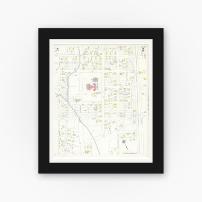 Old map wall art mockup — black gallery frame with white mat — Sanborn Fire Insurance Map from Silsbee, Hardin County, Texas (1937), Sheet #0005