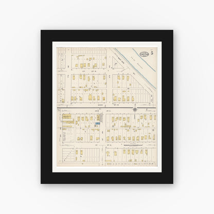 Old map wall art mockup — black gallery frame with white mat — Sanborn Fire Insurance Map from Proctor, Saint Louis County, Minnesota (1922), Sheet #0005
