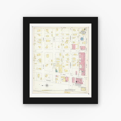 Old map wall art mockup — black gallery frame with white mat — Sanborn Fire Insurance Map from Tuscola, Douglas County, Illinois (1907), Sheet #0002