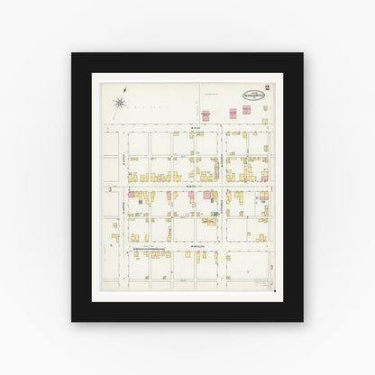 Old map wall art mockup — black gallery frame with white mat — Sanborn Fire Insurance Map from New Bloomfield, Perry County, Pennsylvania (1899), Sheet #0002