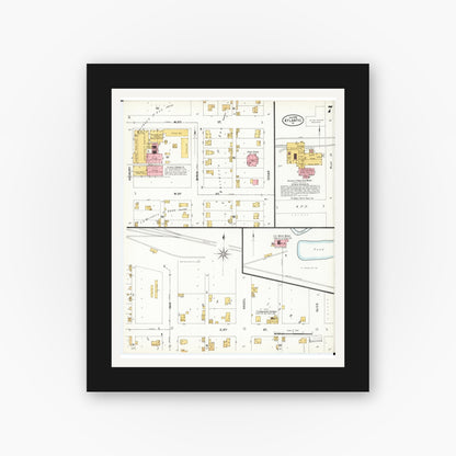 Old map wall art mockup — black gallery frame with white mat — Sanborn Fire Insurance Map from Atlantic, Cass County, Iowa (1899), Sheet #0007