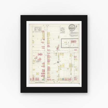 Old map wall art mockup — black gallery frame with white mat — Sanborn Fire Insurance Map from Womelsdorf, Berks County, Pennsylvania (1913) - Complete Map Set