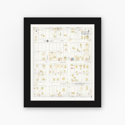 Old map wall art mockup — black gallery frame with white mat — Sanborn Fire Insurance Map from Saint Charles, Winona County, Minnesota (1940), Sheet #0004