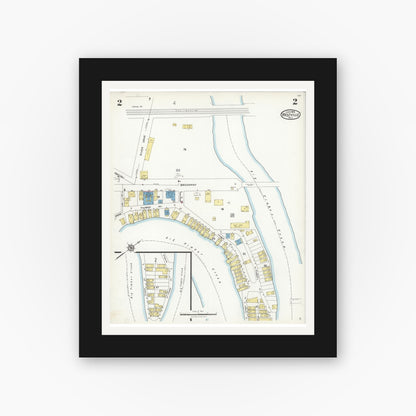 Old map wall art mockup — black gallery frame with white mat — Sanborn Fire Insurance Map from Westville, Gloucester County, New Jersey (1926) - Complete Map Set