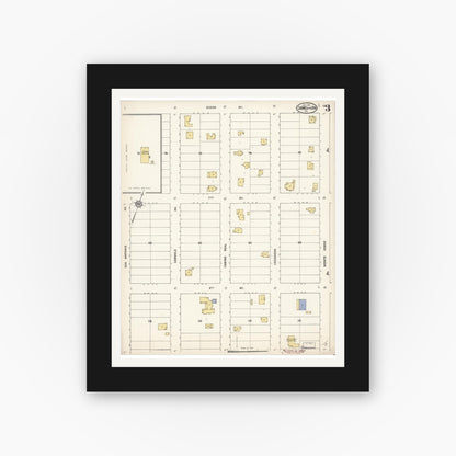 Old map wall art mockup — black gallery frame with white mat — Sanborn Fire Insurance Map from Carmel By The Sea, Monterey County, California (1910), Sheet #0003