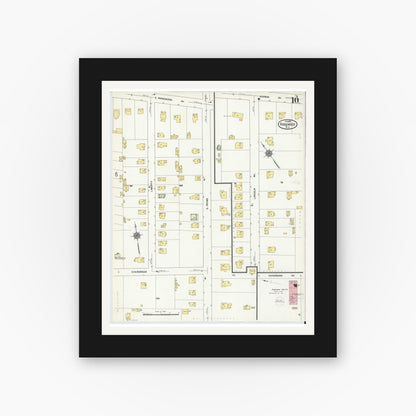 Old map wall art mockup — black gallery frame with white mat — Sanborn Fire Insurance Map from Ridgewood, Bergen County, New Jersey (1911), Sheet #0010