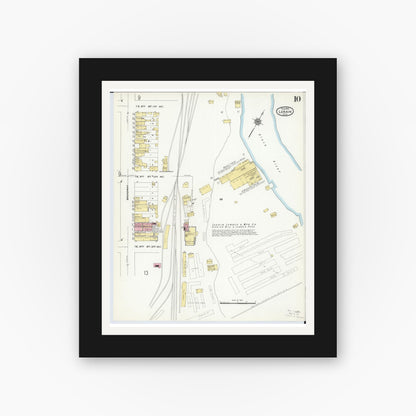 Old map wall art mockup — black gallery frame with white mat — Sanborn Fire Insurance Map from Lorain, Lorain County, Ohio (1910), Sheet #0010