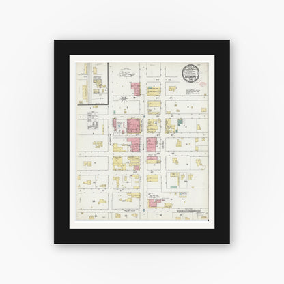 Old map wall art mockup — black gallery frame with white mat — Sanborn Fire Insurance Map from Leesburg, Lake County, Florida (1895), Sheet #0001