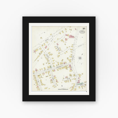 Old map wall art mockup — black gallery frame with white mat — Sanborn Fire Insurance Map from Sing Sing, Westchester County, New York (1897), Sheet #0010